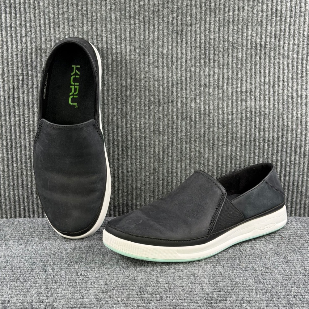 Kuru Roam Alta Black Leather Slip On Loafers Shoes Womens 10 Comfort Active Work